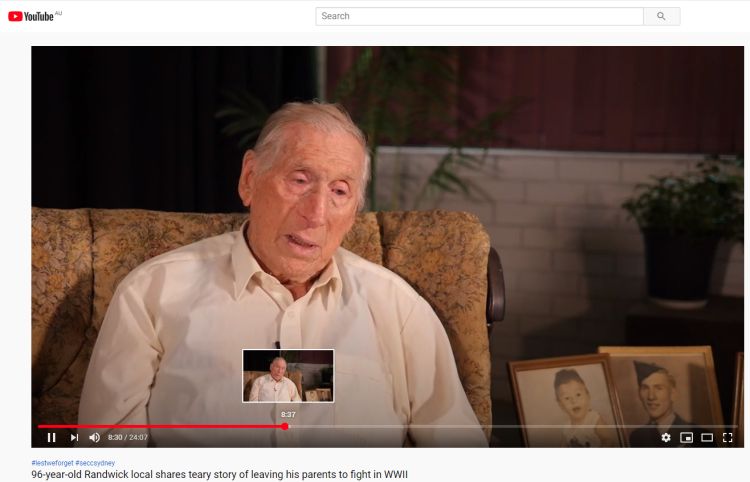 96-year-old Randwick local shares teary story of leaving his parents to fight in WWII