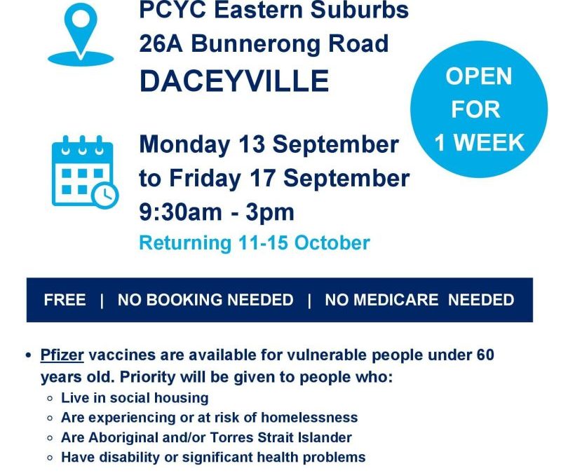 Daceyville vaccination clinic opens today
