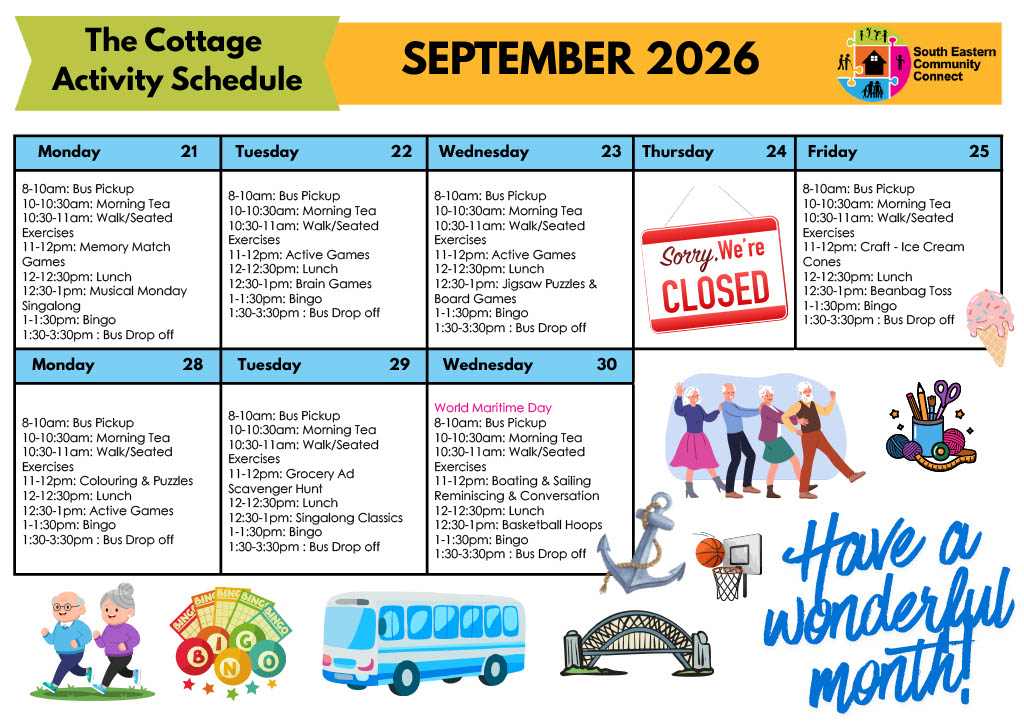 SECC Dementia Support - The Cottage Calendar - September 2026 2